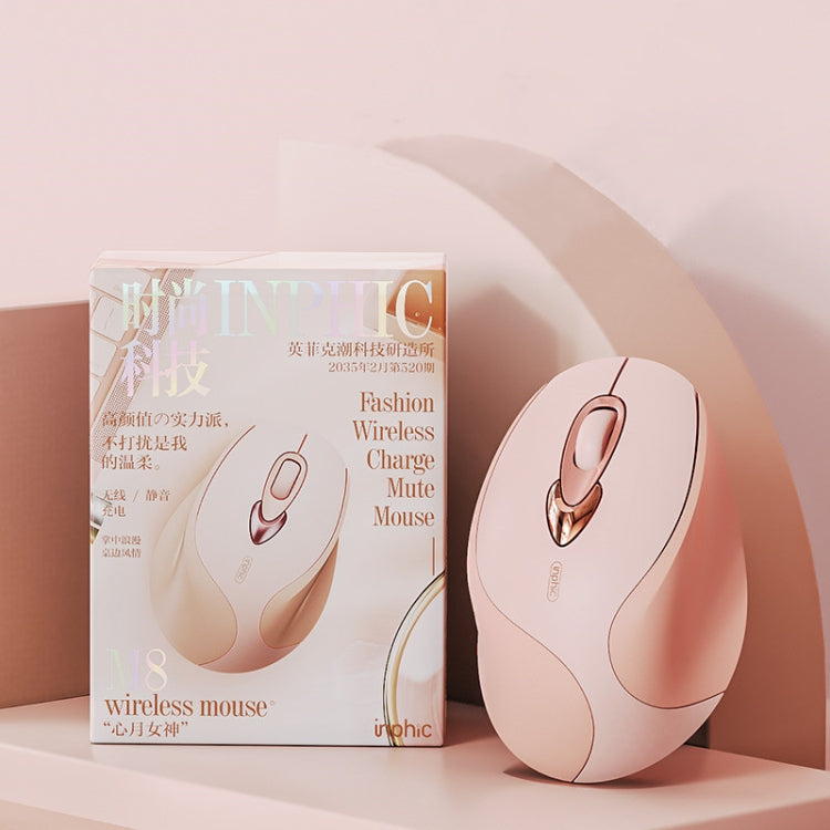 Inphic M8 Wireless Mouse Charging Quiet Office Home 2.4G USB Mouse(Milk Tea) - HoMEdemic™ 