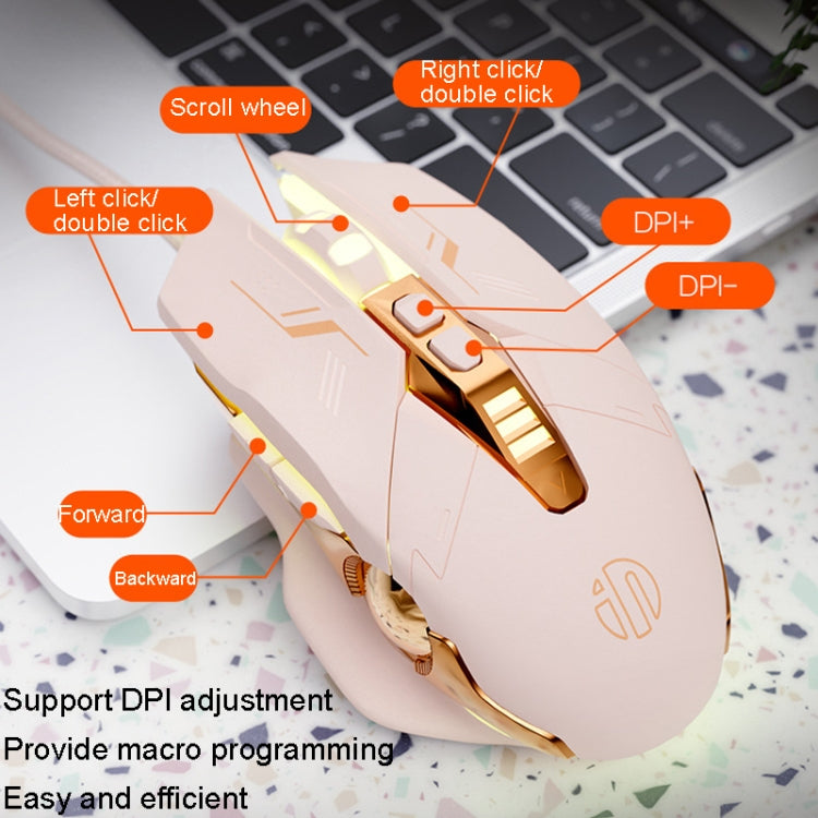 Inphic PW5 Mecha Wired Game Mouse Macro Definition Light Mute Office USB Computer Mouse - HoMEdemic™ 