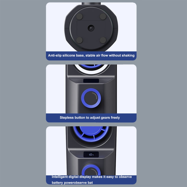 Intelligent Digital Display 100-Speed Stepless Speed Desktop Shaking Head Tower Fan(Dark Gray) - HoMEdemic™ 