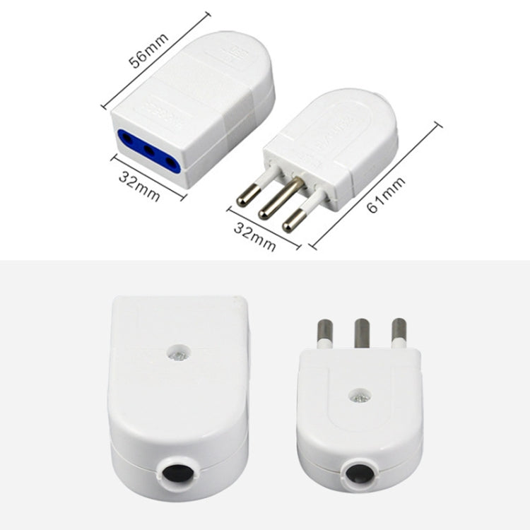 Italian Standard Three Round Pin Detachable Male Plug + 3-hole Female Socket - HoMEdemic™ 