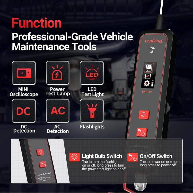 JDiag Mini Circuit Tester AC/DC Detection Multi-function Oscilloscope(P50 Pro) - HoMEdemic™ 