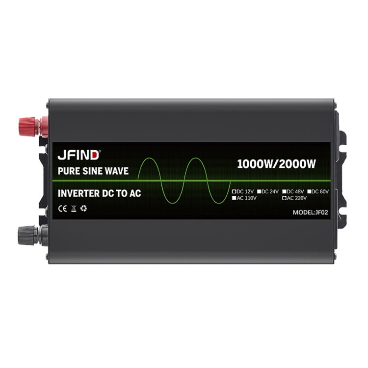 JFIND JF02 12V to 220V Pure Sine Wave Power Inverter, Universal Plug, Rated Power: 1000W; Instantaneous Power Rating: 2000W - HoMEdemic™ 