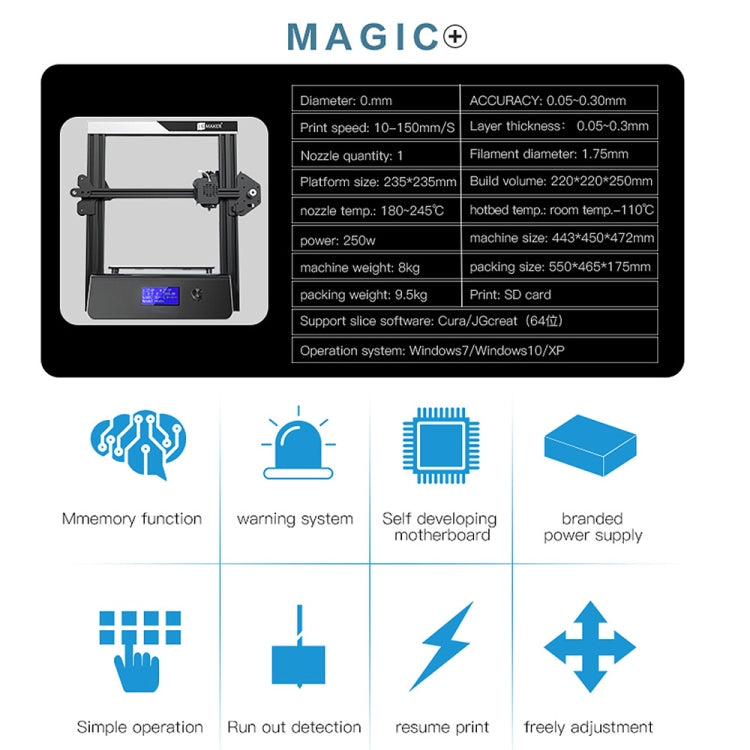JGAURORA Magic 250W LCD Display Desktop 3D Printer with Knob Control - HoMEdemic™ 