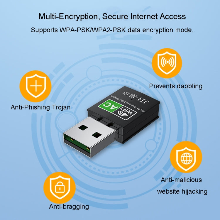 JINGHUA 150M Dual-Band Wireless Network Card Computer External 2.4G/5G USB WiFi Receiver Transmitter - HoMEdemic™ 