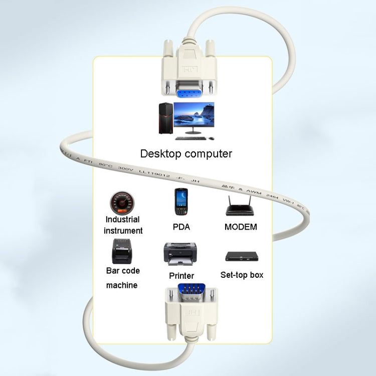 JINGHUA B110 Male To Female DB Cable RS232 Serial COM Cord Printer Device Connection Line, Size: 5m(Beige) - HoMEdemic™ 