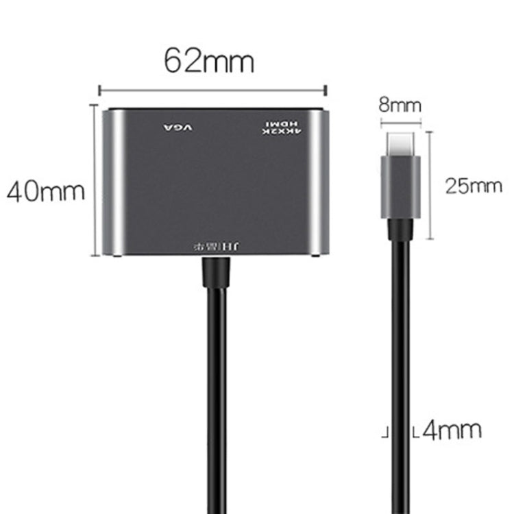 JINGHUA Z321 Multifunctional HUB Docking Station Converter, Interface: Type-C To HDMI+VGA - HoMEdemic™ 