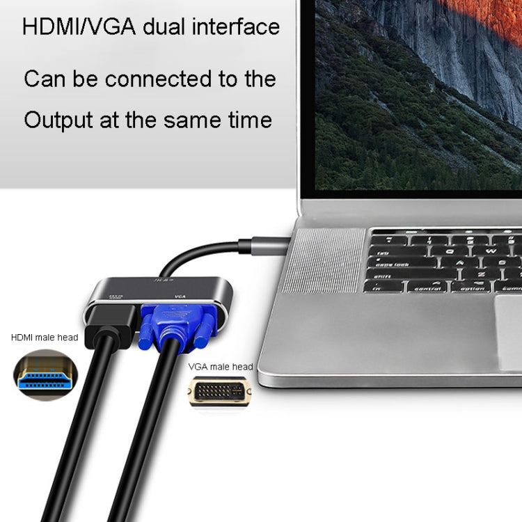 JINGHUA Z321 Multifunctional HUB Docking Station Converter, Interface: Type-C To HDMI+VGA - HoMEdemic™ 