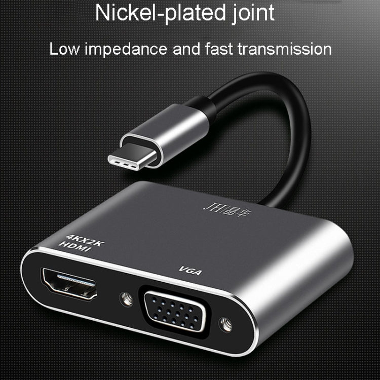 JINGHUA Z321 Multifunctional HUB Docking Station Converter, Interface: Type-C To HDMI+VGA - HoMEdemic™ 