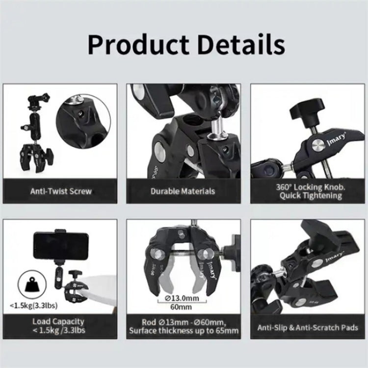 JMARY SR-56 Aluminum Handlebar Crab Clamp Magic Arm Rod Mount - HoMEdemic™ 