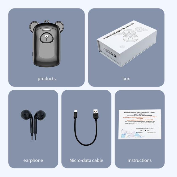 JNN Q6 Bear Smart Noise Cancelling Voice Recorder, Memory:8GB(Black) - HoMEdemic™ 