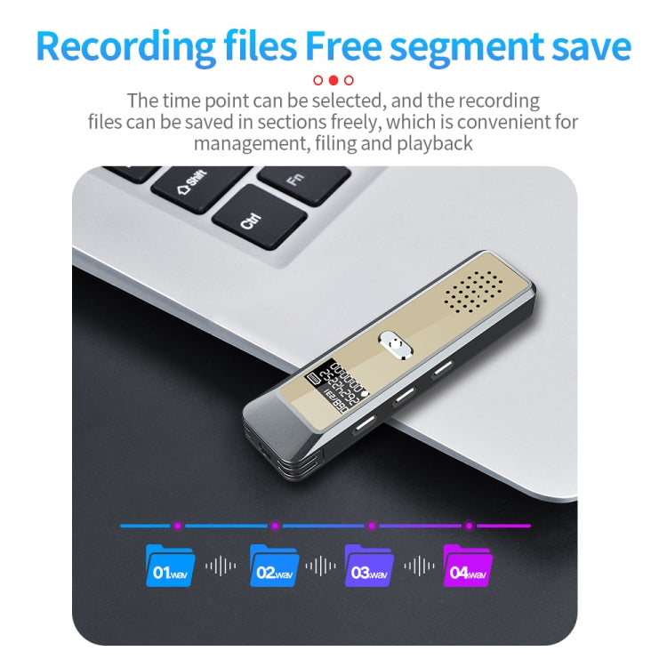 JNN Q7 Mini Portable Voice Recorder with OLED Screen, Memory:16GB(Grey+Gold) - HoMEdemic™ 
