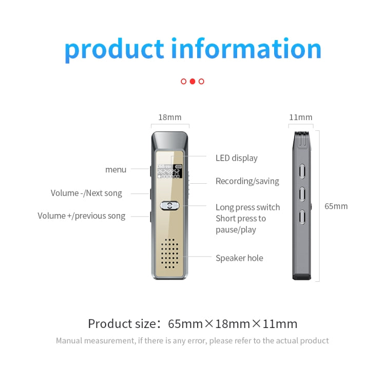 JNN Q7 Mini Portable Voice Recorder with OLED Screen, Memory:4GB(Grey+Gold) - HoMEdemic™ 