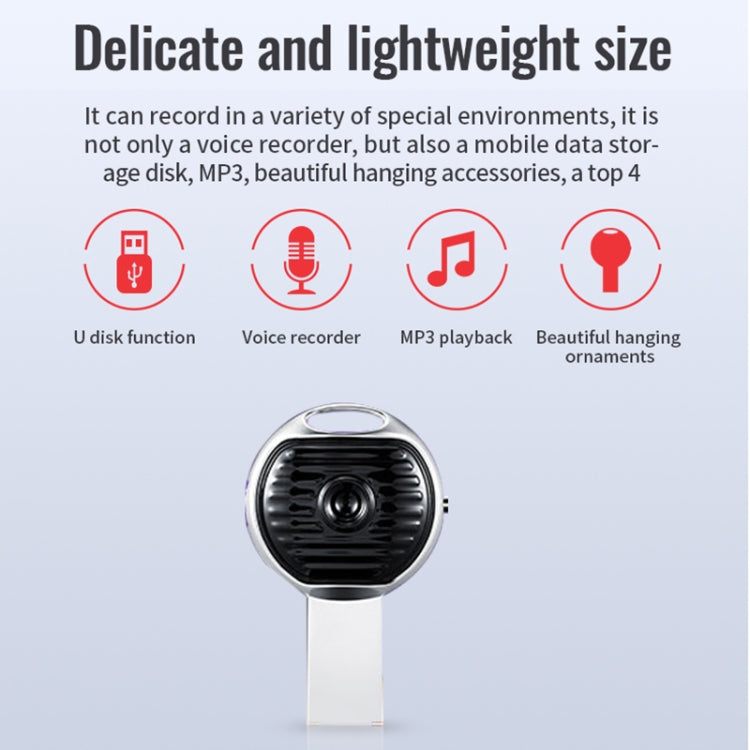 JNN S13 Zinc Alloy U-disk Voice Recorder, Memory:16GB(Silver) - HoMEdemic™ 