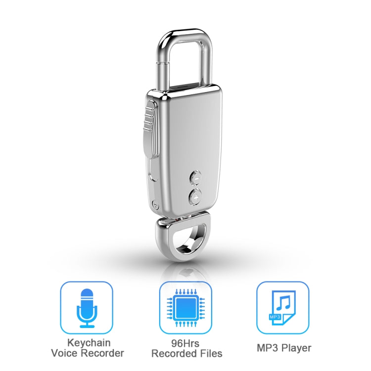 JNN S20 Zinc Alloy Keychain Voice Recorder, Memory:4GB(Silver) - HoMEdemic™ 