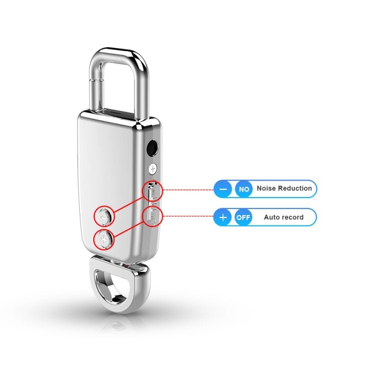 JNN S20 Zinc Alloy Keychain Voice Recorder, Memory:4GB(Silver) - HoMEdemic™ 