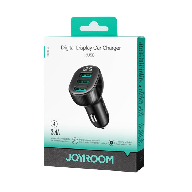 JOYROOM JR-CCD03 3.4A 3 x USB Ports Digital Display Car Charger(Black) - HoMEdemic™ 