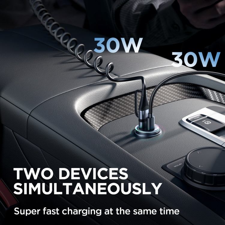 JOYROOM JR-CCN04 60W PD+QC3.0 Mini Metal Car Charger(Black) - HoMEdemic™ 