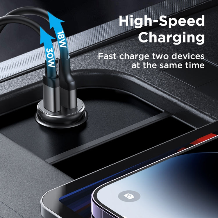 JOYROOM JR-CCN05 30W PD+QC3.0 Mini Metal Car Charger(Black) - HoMEdemic™ 