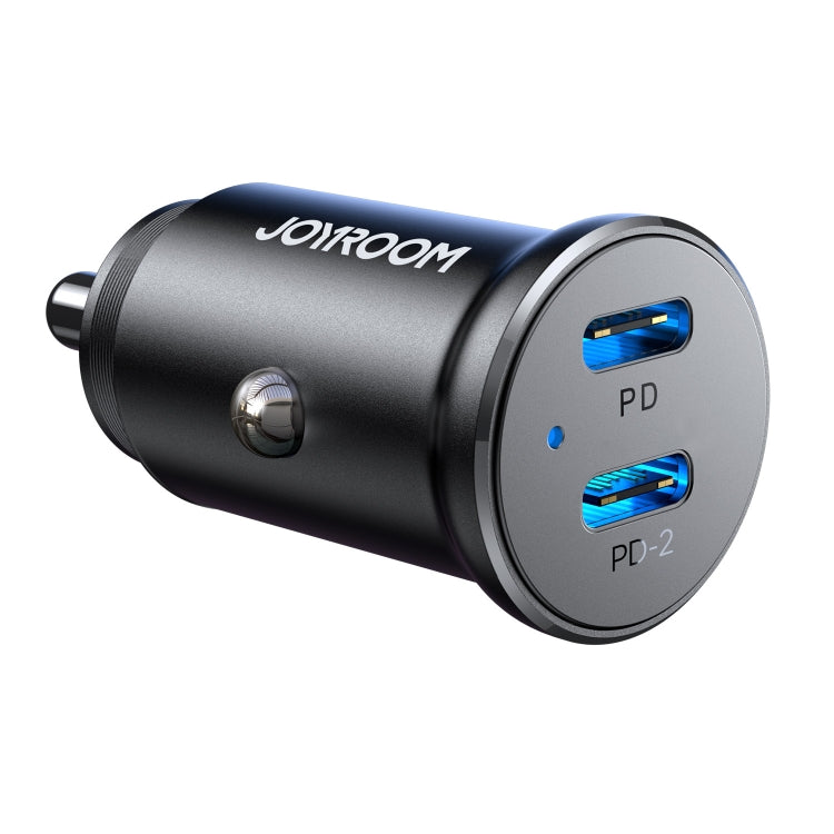 JOYROOM JR-CCN06 30W Dual PD Type-C Mini Metal Car Charger(Black) - HoMEdemic™ 