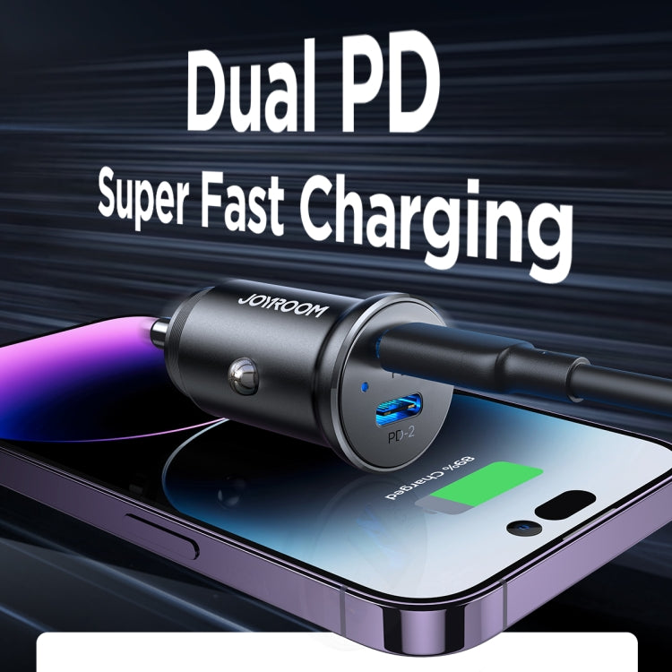 JOYROOM JR-CCN06 30W Dual PD Type-C Mini Metal Car Charger(Black) - HoMEdemic™ 
