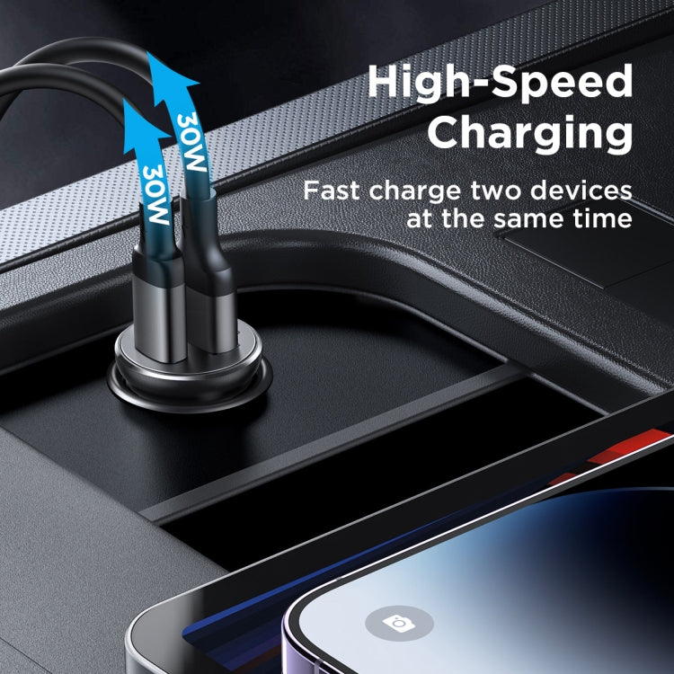 JOYROOM JR-CCN06 30W Dual PD Type-C Mini Metal Car Charger(Black) - HoMEdemic™ 