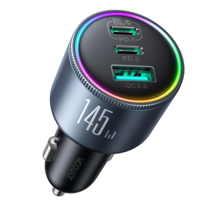 JOYROOM JR-CCN07 145W Dual PD+QC3.0 3-Port Car Charger(Dark Gray) - HoMEdemic™ 