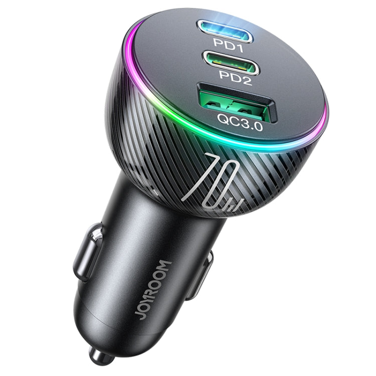 JOYROOM JR-CL26 70W 3-port USB+USB-C / Type-C Car Charger(Black) - HoMEdemic™ 