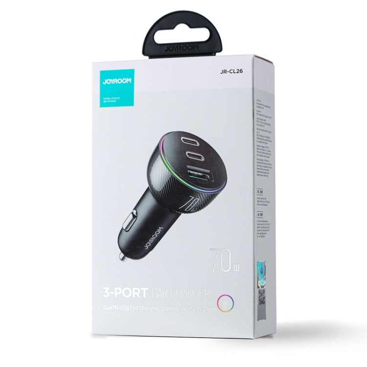 JOYROOM JR-CL26 70W 3-port USB+USB-C / Type-C Car Charger(Black) - HoMEdemic™ 