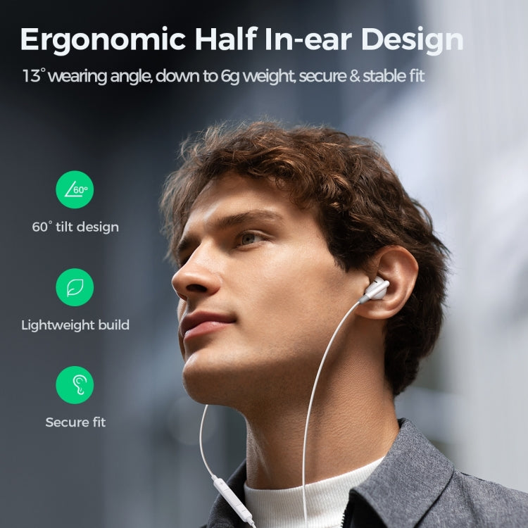 JOYROOM JR-EW01 3.5mm Half In-Ear Wired Earphone, Length: 1.2m(White) - HoMEdemic™ 