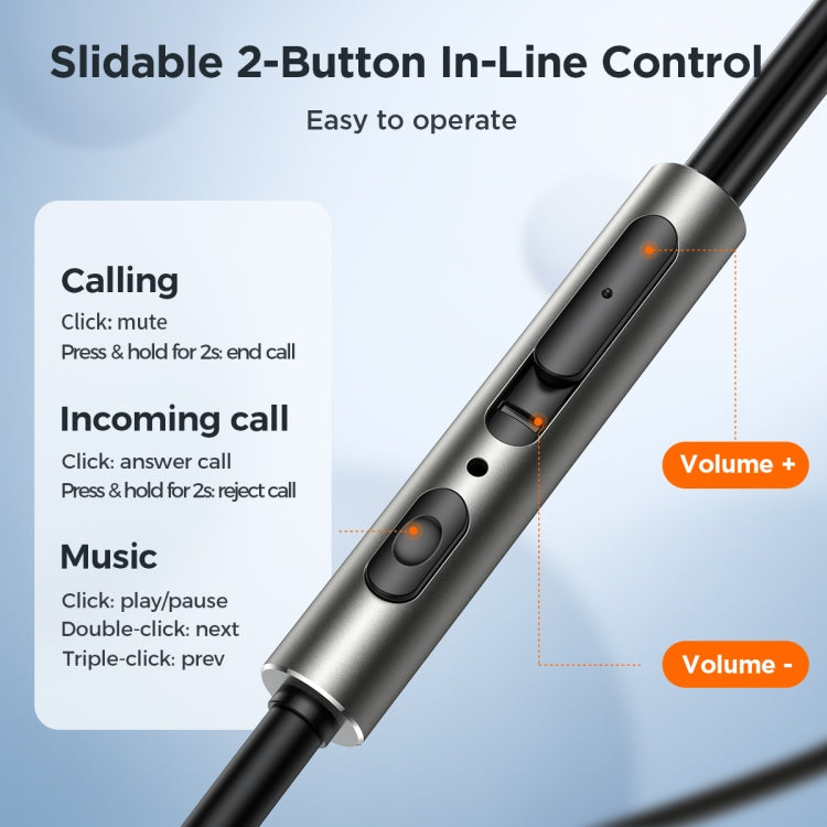 JOYROOM JR-EW03 3.5mm In-Ear Metal Wired Earphone, Length: 1.2m(Black) - HoMEdemic™ 