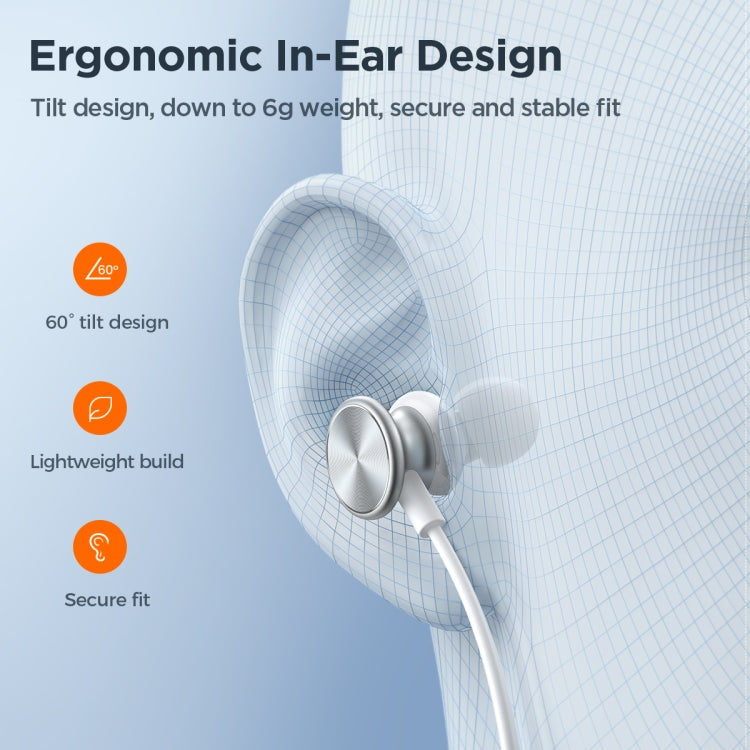 JOYROOM JR-EW03 3.5mm In-Ear Metal Wired Earphone, Length: 1.2m(White) - HoMEdemic™ 