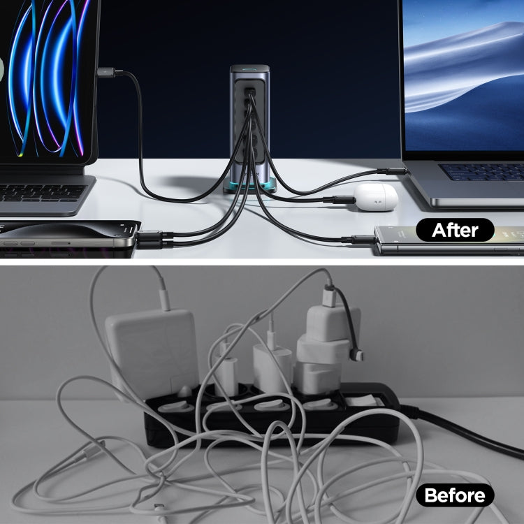 JOYROOM JR-TCM02 6 in 1 65W GaN 4 USB-C & 2 USB-A Multi-port Charger, Power Plug:EU Plug(Dark Gray) - HoMEdemic™ 