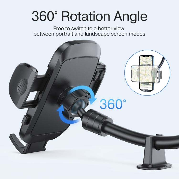 JOYROOM JR-ZS259 360 Degree Rotation Mechanical Car Holder, Style: Long Arm Sucker(Black) - HoMEdemic™ 