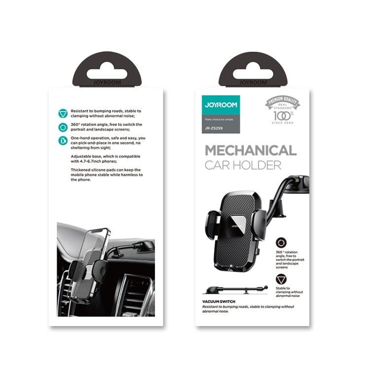 JOYROOM JR-ZS259 360 Degree Rotation Mechanical Car Holder, Style: Long Arm Sucker(Black) - HoMEdemic™ 