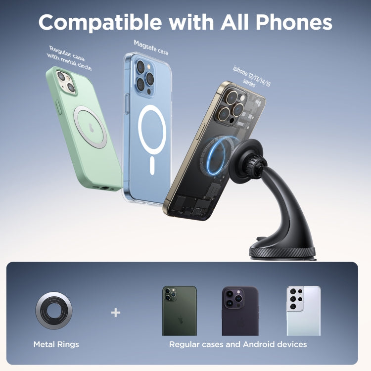 JOYROOM JR-ZS406 Magsafe Magnetic Car Phone Mount Windshield Holder(Black) - HoMEdemic™ 