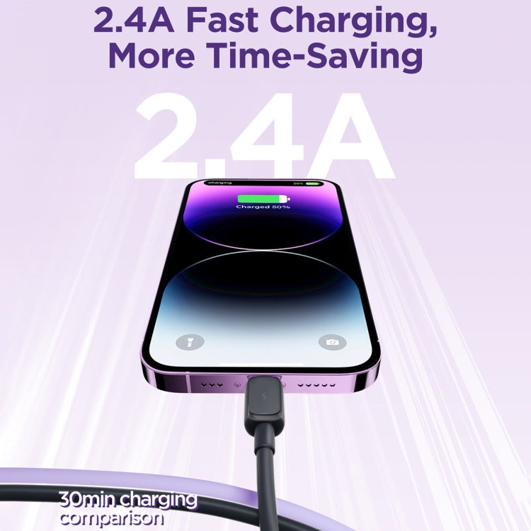 JOYROOM S-AL012A14 Multi-Color Series 2.4A USB to 8 Pin Fast Charging Data Cable, Length:1.2m(Black) - HoMEdemic™ 