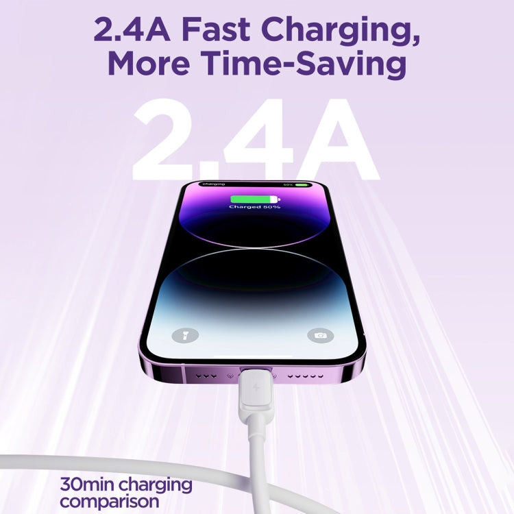 JOYROOM S-AL012A14 Multi-Color Series 2.4A USB to 8 Pin Fast Charging Data Cable, Length:1.2m(White) - HoMEdemic™ 