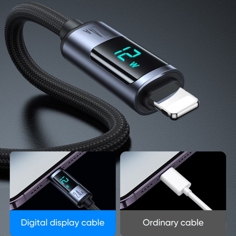 JOYROOM S-AL012A16 2.4A USB to 8 Pin Digital Display Fast Charging Data Cable, Length:1.2m(Black) - HoMEdemic™ 