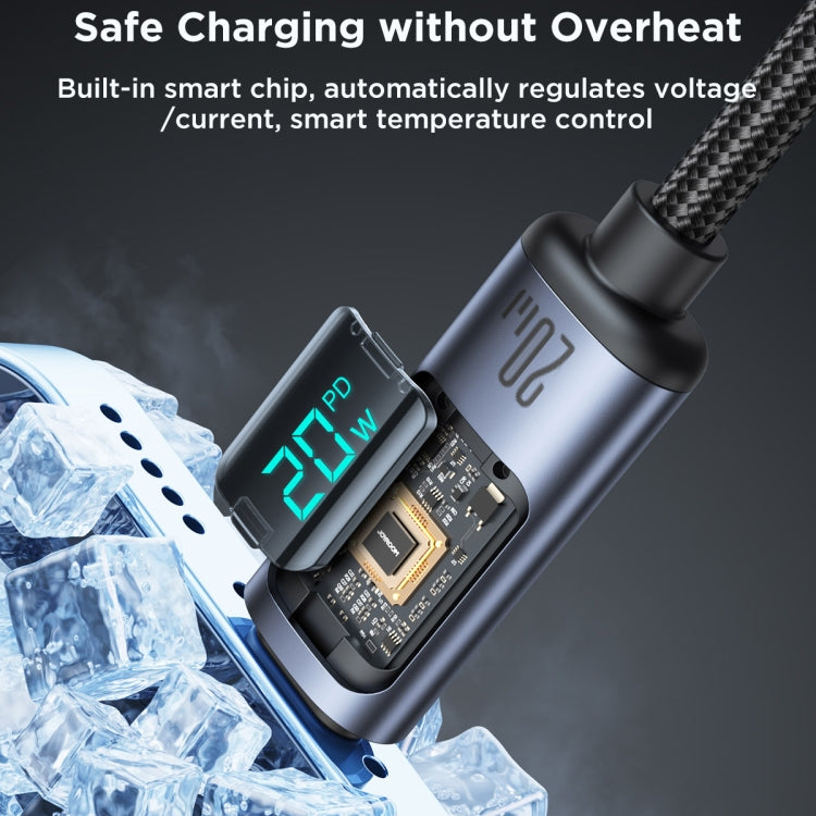 JOYROOM S-CL020A16 20W USB-C / Type-C to 8 Pin Digital Display Fast Charging Data Cable, Length:1.2m(Black) - HoMEdemic™ 