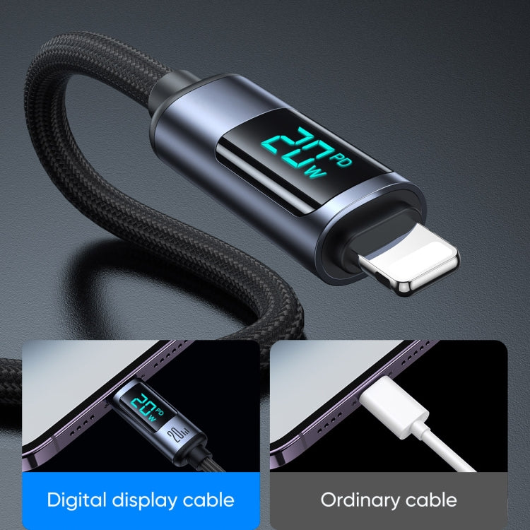JOYROOM S-CL020A16 20W USB-C / Type-C to 8 Pin Digital Display Fast Charging Data Cable, Length:1.2m(Black) - HoMEdemic™ 