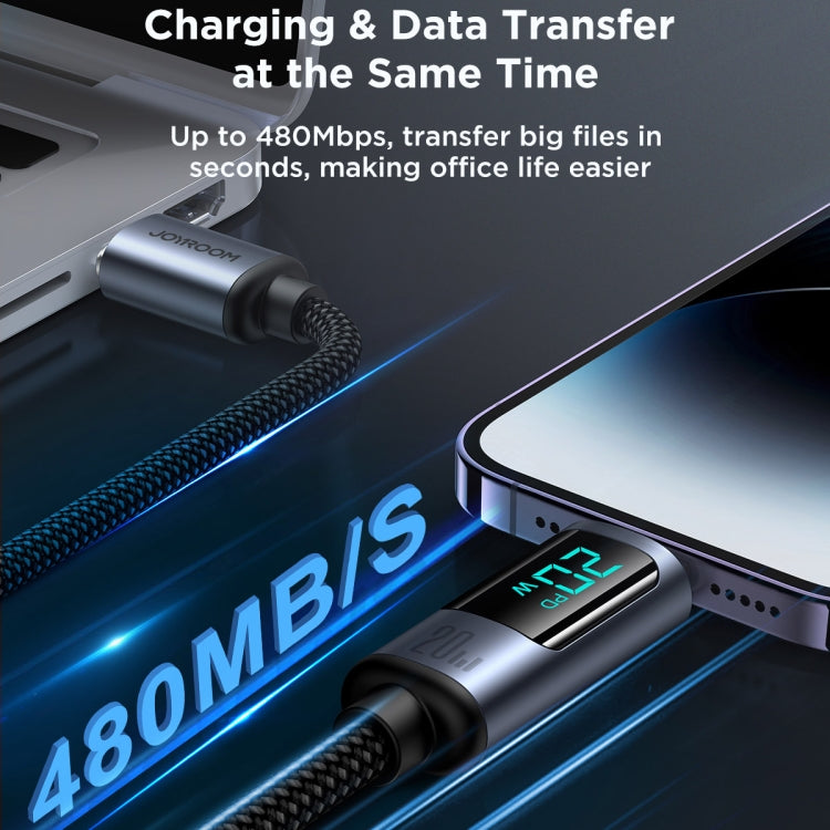 JOYROOM S-CL020A16 20W USB-C / Type-C to 8 Pin Digital Display Fast Charging Data Cable, Length:1.2m(Black) - HoMEdemic™ 
