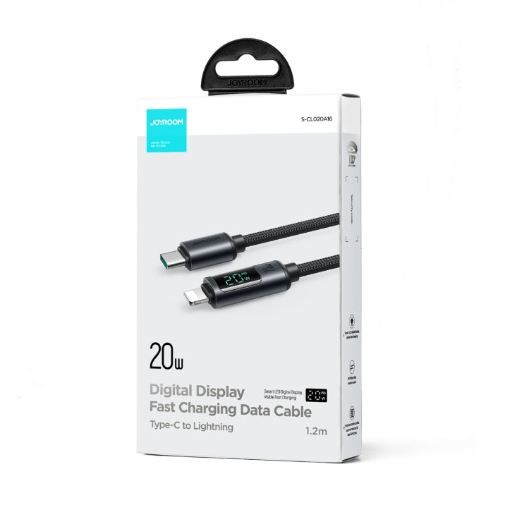 JOYROOM S-CL020A16 20W USB-C / Type-C to 8 Pin Digital Display Fast Charging Data Cable, Length:1.2m(Black) - HoMEdemic™ 