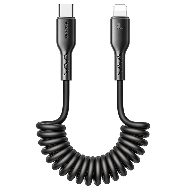 JOYROOM SA38-CL3 30W USB-C / Type-C to 8 Pin Coiled Fast Charging Data Cable, Length:1.5m(Black) - HoMEdemic™ 
