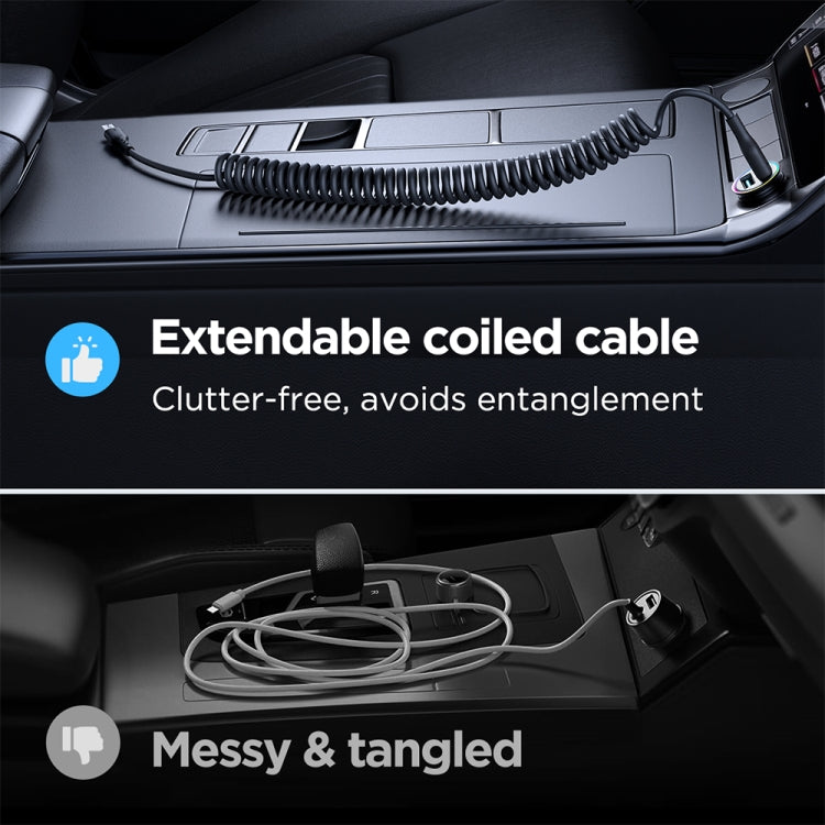 JOYROOM SA38-CL3 30W USB-C / Type-C to 8 Pin Coiled Fast Charging Data Cable, Length:1.5m(Black) - HoMEdemic™ 