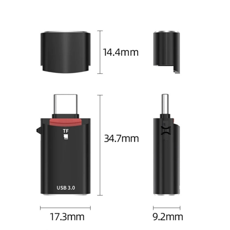 JS-72 USB Drive 2 in 1 Card Reader High-Speed USB 3.0 Converter USB-C/Type-C OTG Adapter(Black) - HoMEdemic™ 