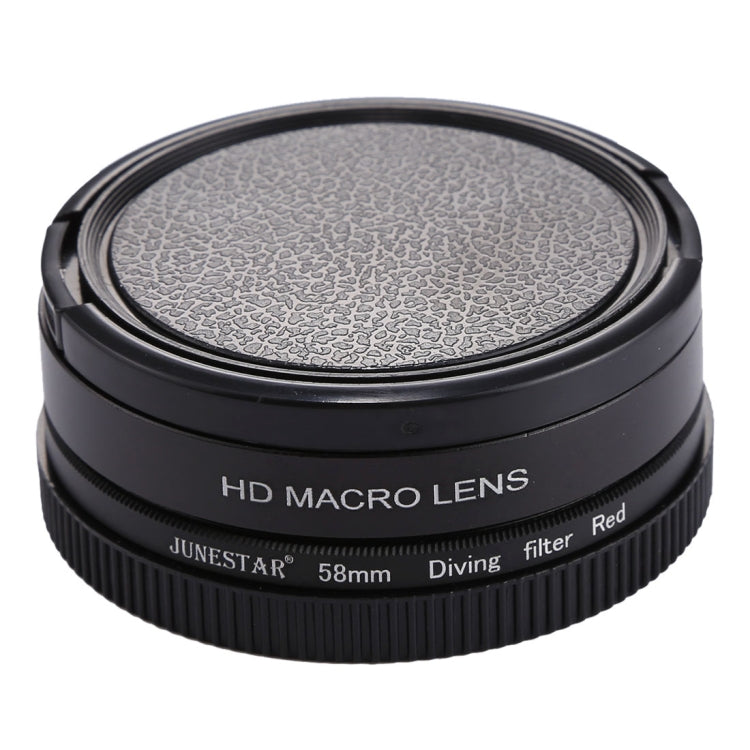 JSR 58mm 16X Macro Lens + Red Diving Lens Filter with Lens Cover + Lens Filter Ring Adapter + String + Cleaning Cloth for GoPro HERO6 /5 Dive Housing - HoMEdemic™ 