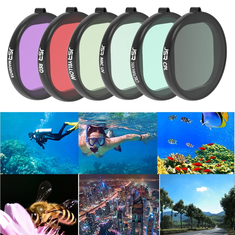 JSR Round Housing Diving 6 in 1 UV + CPL + 16X Macro + Red + Yellow + Purple Lens Filter for GoPro HERO8 Black - HoMEdemic™ 