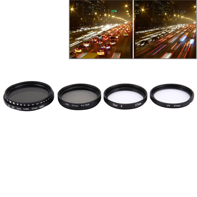 JUNESTAR 4 in 1 Proffesional 37mm Lens Filter(CPL + UV + ND2-400 + Star 8) for GoPro & Xiaomi Xiaoyi Yi Sport Action Camera - HoMEdemic™ 