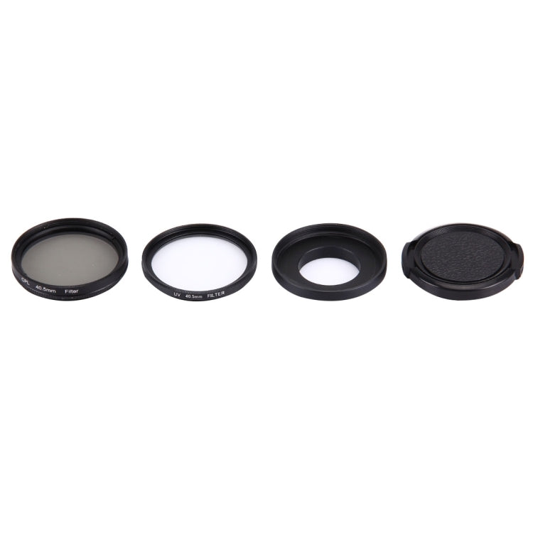 JUNESTAR 4 in 1 Proffesional 40.5mm Lens Filter(CPL + UV) & Waterproof Housing Case Adapter Ring & Lens Protective Cap for GoPro HERO4 / 3+ / 3 Sport Action Camera - HoMEdemic™ 