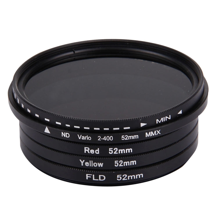 JUNESTAR 4 in 1 Proffesional 52mm Lens Filter(ND2-400 + Red + Yellow + FLD / Purple) for GoPro HERO5 / 4s / 4 / 3+ / 3 / 2 & Xiaomi Xiaoyi Yi I / II 4K & SJCAM Sport Action Camera - HoMEdemic™ 